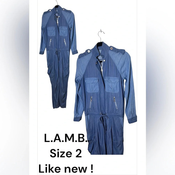 L.A.M.B. 🇨🇦 Gwen Stephanie Tencel jumpsuit ,eight pockets!designer,runaway,EC - Picture 2 of 14